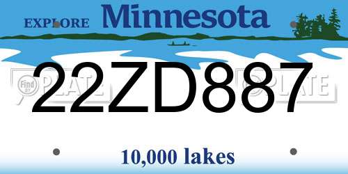 22ZD887 Minnesota License Plate