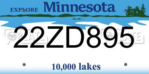 22ZD895 Minnesota License Plate