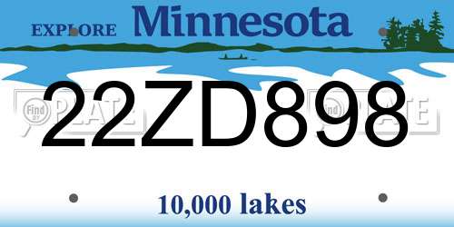 22ZD898 Minnesota License Plate