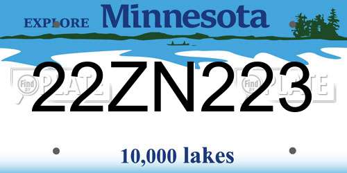 22ZN223 Minnesota License Plate