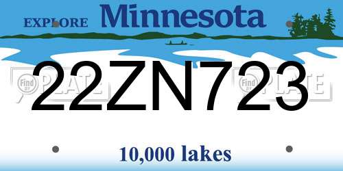 22ZN723 Minnesota License Plate