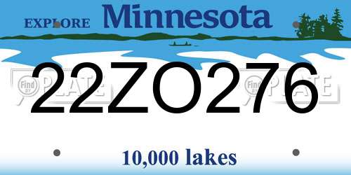 22ZO276 Minnesota License Plate