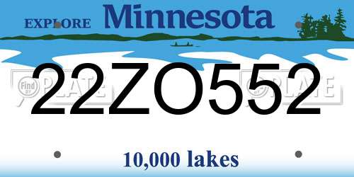22ZO552 Minnesota License Plate
