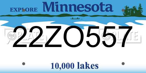 22ZO557 Minnesota License Plate