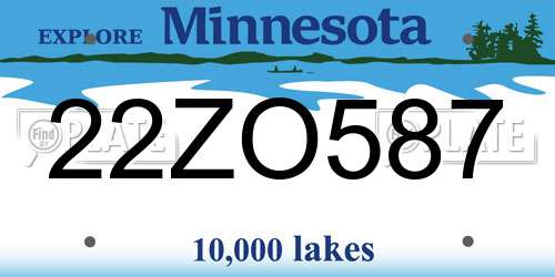 22ZO587 Minnesota License Plate