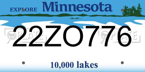 22ZO776 Minnesota License Plate