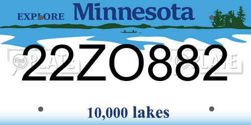 22ZO882 Minnesota License Plate