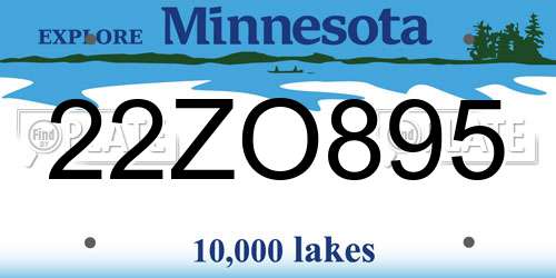 22ZO895 Minnesota License Plate