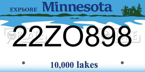 22ZO898 Minnesota License Plate