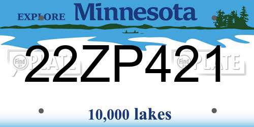 22ZP421 Minnesota License Plate