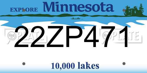 22ZP471 Minnesota License Plate