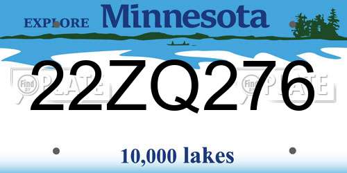 22ZQ276 Minnesota License Plate