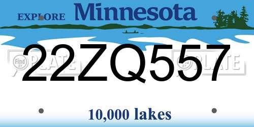 22ZQ557 Minnesota License Plate
