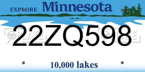 22ZQ598 Minnesota License Plate