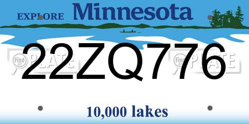 22ZQ776 Minnesota License Plate