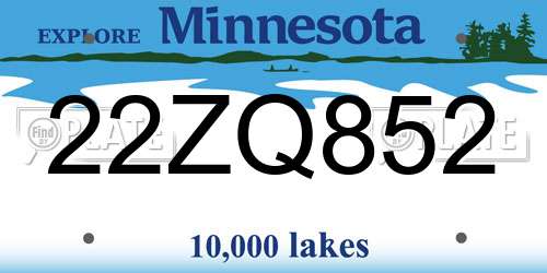 22ZQ852 Minnesota License Plate