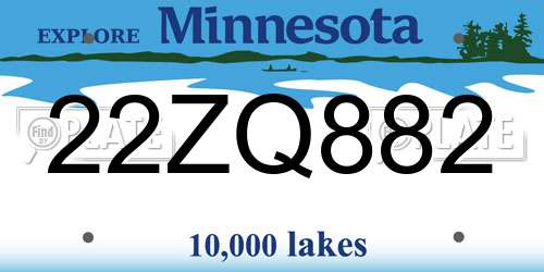 22ZQ882 Minnesota License Plate