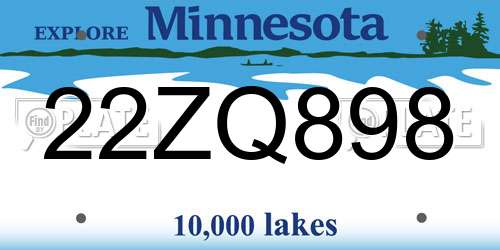 22ZQ898 Minnesota License Plate