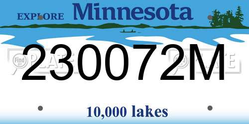230072M Minnesota License Plate