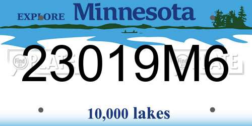 23019M6 Minnesota License Plate