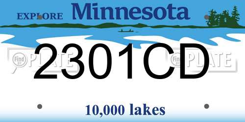 2301CD Minnesota License Plate