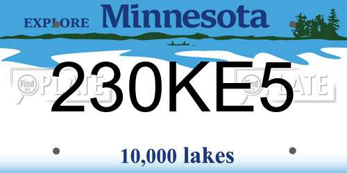 230KE5 Minnesota License Plate