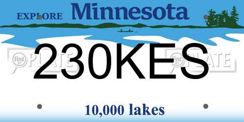 230KES Minnesota License Plate