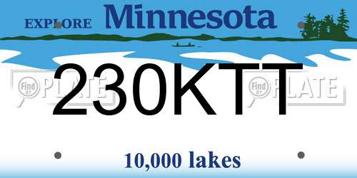 230KTT Minnesota License Plate