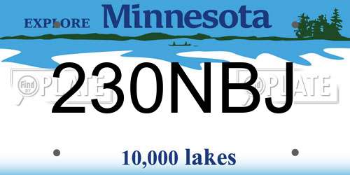230NBJ Minnesota License Plate