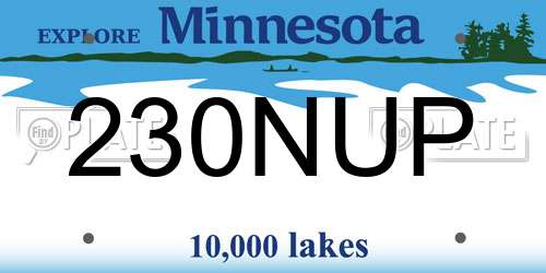 230NUP Minnesota License Plate