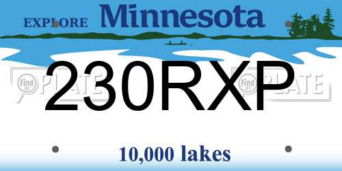 230RXP Minnesota License Plate