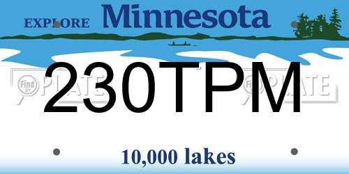 230TPM Minnesota License Plate