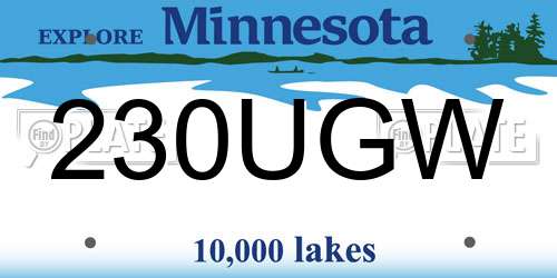230UGW Minnesota License Plate