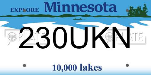 230UKN Minnesota License Plate
