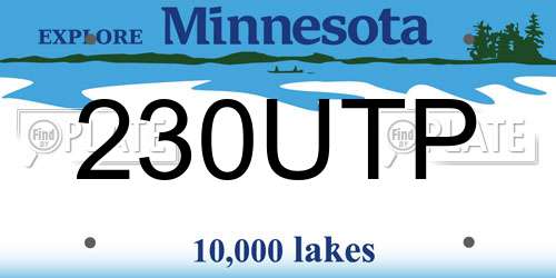 230UTP Minnesota License Plate