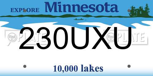 230UXU Minnesota License Plate