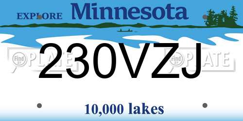 230VZJ Minnesota License Plate