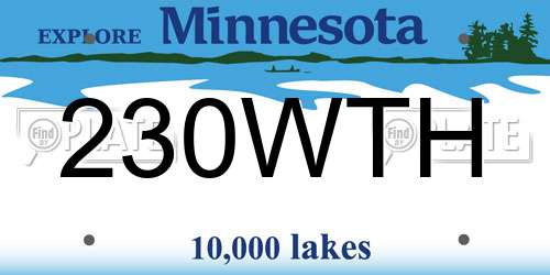 230WTH Minnesota License Plate