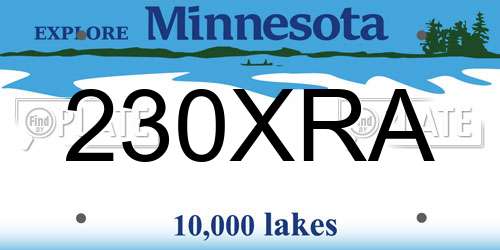 230XRA Minnesota License Plate