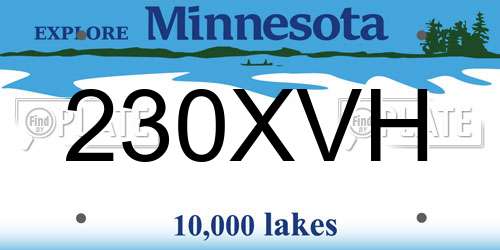 230XVH Minnesota License Plate