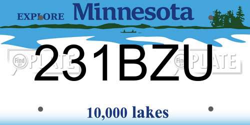 231BZU Minnesota License Plate