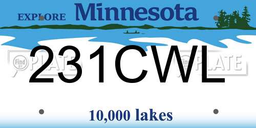 231CWL Minnesota License Plate