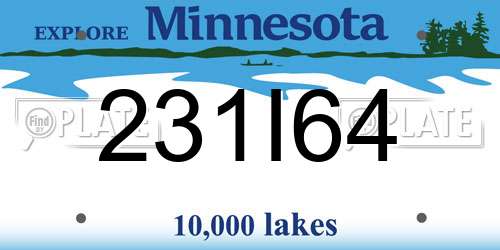 231I64 Minnesota License Plate