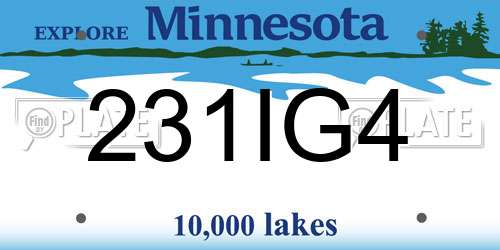 231IG4 Minnesota License Plate