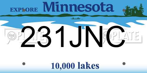 231JNC Minnesota License Plate