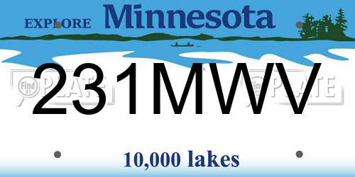 231MWV Minnesota License Plate