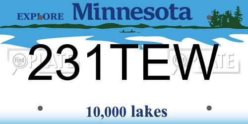 231TEW Minnesota License Plate