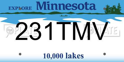 231TMV Minnesota License Plate