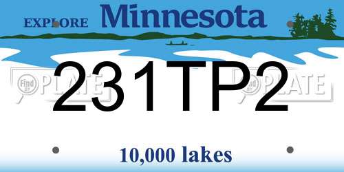 231TP2 Minnesota License Plate