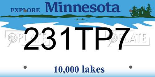 231TP7 Minnesota License Plate